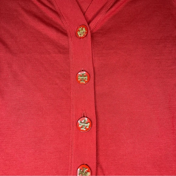 Tory Burch Red Cotton Cardigan Sweater Women's Size S - Picture 5 of 7